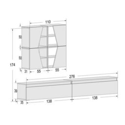 Decorotika Taj Moduler Modern Tv Unit Wall Mount Customizable Layout Black Alina - thumbnail 6