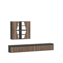 Decorotika Taj Moduler Modern Tv Unit Wall Mount Customizable Layout Black Alina - thumbnail 4