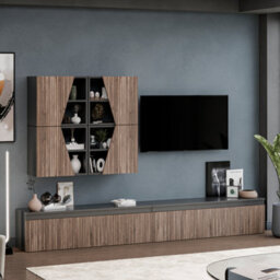 Decorotika Taj Moduler Modern Tv Unit Wall Mount Customizable Layout Black Alina - thumbnail 3