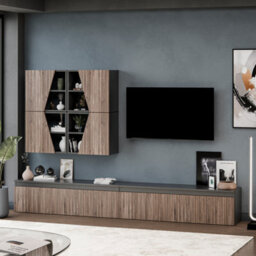 Decorotika Taj Moduler Modern Tv Unit Wall Mount Customizable Layout Black Alina - thumbnail 2