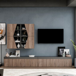 Decorotika Taj Moduler Modern Tv Unit Wall Mount Customizable Layout Black Alina