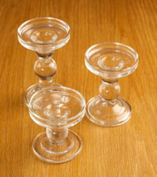 Set Of Three Glass Pillar Or Dinner Candle Holders - Small Medium & Large - thumbnail 1