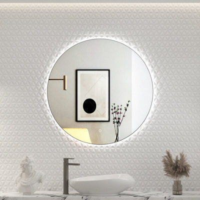 Royal Bathrooms Luton 800 X 800mm Gun Metal Grey Round Backlit Led Illuminated Bathroom Mirror Framed With Touch Sensor - image 1