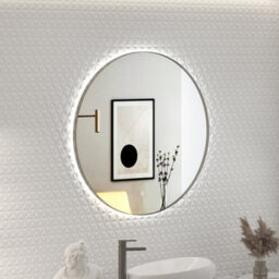 Royal Bathrooms Luton 800 X 800mm Gun Metal Grey Round Backlit Led Illuminated Bathroom Mirror Framed With Touch Sensor - thumbnail 4