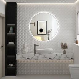 Royal Bathrooms Luton 800 X 800mm Gun Metal Grey Round Backlit Led Illuminated Bathroom Mirror Framed With Touch Sensor - thumbnail 3
