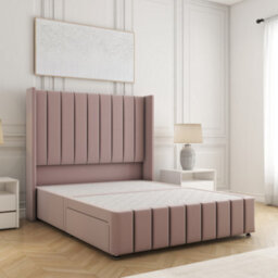 Bsspoke Zoe Divan Bed Pink Plush Velvet With 54Inch Headboard & 12Inch Footboard & No Drawers No Mattress In All Sizes - thumbnail 1