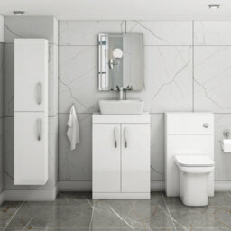 Royal Bathrooms 600mm Floor Standing Vanity Unit 2 Door Gloss White & Countertop Basin - Cube - thumbnail 2
