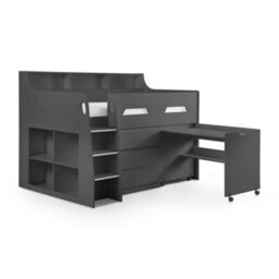 Julian Bowen Jupiter 90Cm Single Anthracite Black Midsleeper Cabin Bed With Desk - thumbnail 3