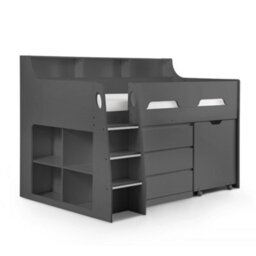 Julian Bowen Jupiter 90Cm Single Anthracite Black Midsleeper Cabin Bed With Desk - thumbnail 2