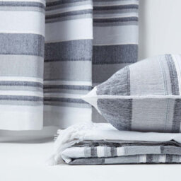Homescapes Cotton Striped Monochrome Cushion Cover Morocco , 60 X 60 Cm - thumbnail 5