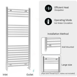ARKO BATHROOM Arko Towel Radiator, Heated Towel Rails,wall Mounted Ladder Radiators  500X1200mm, Chrome - thumbnail 4