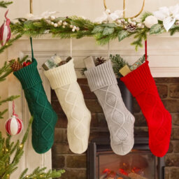 Dibor Set Of 4 Traditioanl Mix-Match Chunky Knit Christmas Xmas Gift Decoration Christmas Stocking For Kids - thumbnail 1