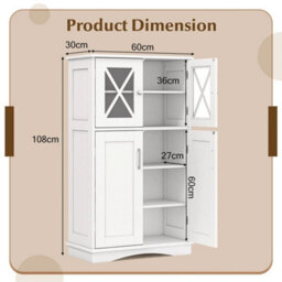 Bathroom Storage Cabinet Organizer Freestanding Floor Cabinet Adjustable Shelves - thumbnail 2