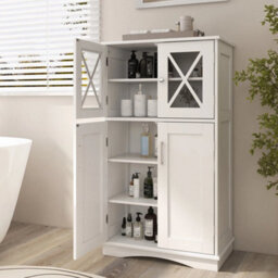 Bathroom Storage Cabinet Organizer Freestanding Floor Cabinet Adjustable Shelves - thumbnail 3
