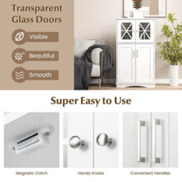 Bathroom Storage Cabinet Organizer Freestanding Floor Cabinet Adjustable Shelves - thumbnail 6