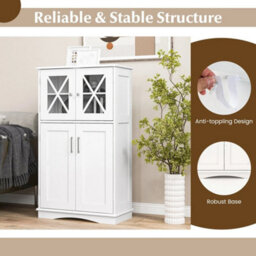 Bathroom Storage Cabinet Organizer Freestanding Floor Cabinet Adjustable Shelves - thumbnail 5