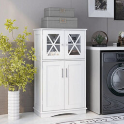 Bathroom Storage Cabinet Organizer Freestanding Floor Cabinet Adjustable Shelves - thumbnail 4