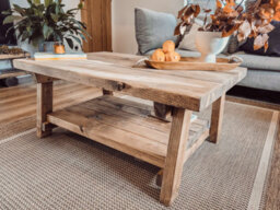 Arba Rustic Wooden Coffee Table With Shelf - thumbnail 4