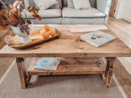 Arba Rustic Wooden Coffee Table With Shelf - thumbnail 2