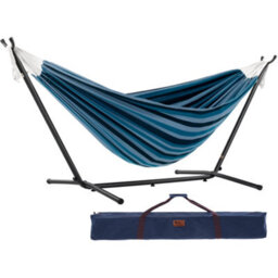 Vivere Double Cotton Hammock With Stand (250Cm) - Blue Lagoon