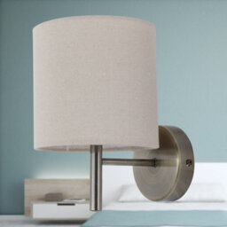First Choice Lighting Set Of 2 Brea - Antique Brass Wall Lights With Natural Linen Shade - thumbnail 4