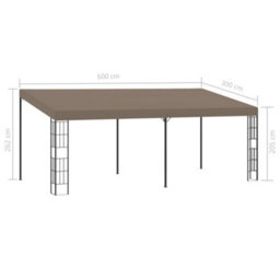Berkfield Wall-Mounted Gazebo 6X3 M Taupe Fabric - thumbnail 6