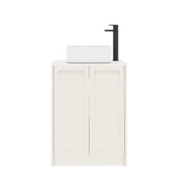 Royal Bathrooms Royal Bathroom Elmore 600mm Classic White Freestanding Bathroom Vanity Unit 2 Door Plain White Worktop With Elena Basin - thumbnail 7