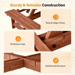 Dark Brown Garden Picnic Table With Bench & Parasol Hole, Pub Table Set, Square - thumbnail 2