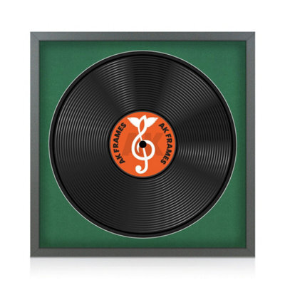 "16X16"" Dark Grey Sleek Vinyl Record Frame With Emerald Mount For 12 Inch Lp Disc - Ak Frames" - image 1