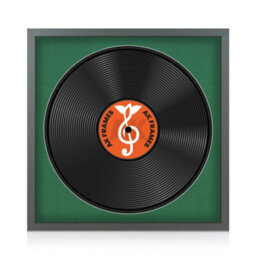 "16X16"" Dark Grey Sleek Vinyl Record Frame With Emerald Mount For 12 Inch Lp Disc - Ak Frames" - thumbnail 1