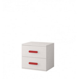 Arte Bold White Bedside Table H510mm W550mm D440mm - Red Handles For Dynamic Kids' Spaces - thumbnail 1