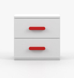 Arte Bold White Bedside Table H510mm W550mm D440mm - Red Handles For Dynamic Kids' Spaces - thumbnail 2