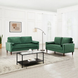 Home Detail Edward Velvet Sofa 2 Seater Luxury Velvet Sofa Couch Settee Bolster Cushions, Green - thumbnail 9