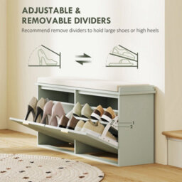 Wyld Haus Reraha Mint Green Wooden Shoe Bench With Beige Cushion And 10-Pair Storage (L104 X D26 X H47.5Cm) - thumbnail 8
