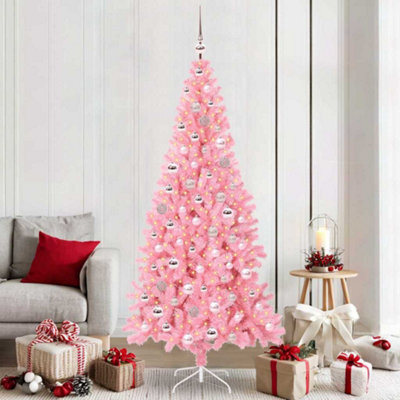 Vidaxl Christmas Tree With 300 Leds With Stand Pink 210 Cm Pvc - image 1