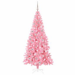 Vidaxl Christmas Tree With 300 Leds With Stand Pink 210 Cm Pvc - thumbnail 4