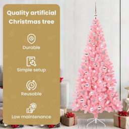 Vidaxl Christmas Tree With 300 Leds With Stand Pink 210 Cm Pvc - thumbnail 7