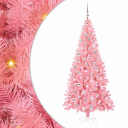 Vidaxl Christmas Tree With 300 Leds With Stand Pink 210 Cm Pvc - thumbnail 2