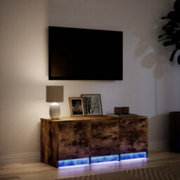 Berkfield Sturdy Tv Cabinet With Led Smoked Oak 97X34X40 Cm Engineered Wood - thumbnail 5