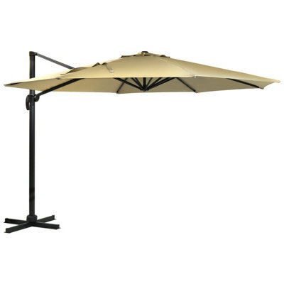 Charles Bentley 3.5M X-Large Hanging Banana Umbrella Parasol Beige - image 1