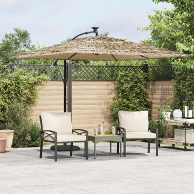 Walplus Garden Parasol With With Leds And Steel Pole Brown 269X269X235 Cm - image 1