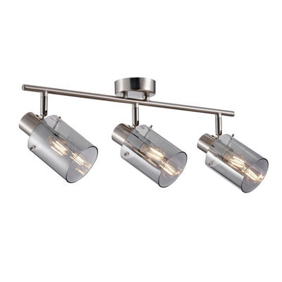 Luminosa Lighting Luminosa Sardo Ceiling Spotlight Bar Silver, Smoked 3Xe14