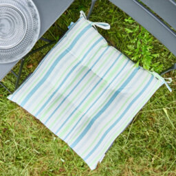 Dibor Set Of 6 Blue Striped Cotton Indoor Outdoor Garden Furniture Dining Chair Seat Pads (L)40Cm X (W)40Cm - thumbnail 3