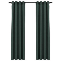 Berkfield Premium Linen-Look Blackout Curtains With Grommets 2Pcs Green 140X225Cm