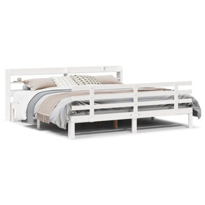 Berkfield Bed Frame With Headboard Without Mattress White 200X200 Cm - image 1