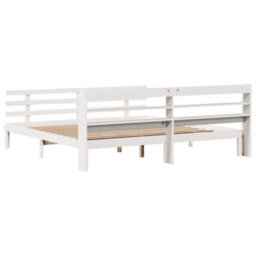 Berkfield Bed Frame With Headboard Without Mattress White 200X200 Cm - thumbnail 7
