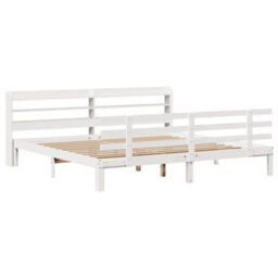 Berkfield Bed Frame With Headboard Without Mattress White 200X200 Cm - thumbnail 2