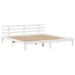 Berkfield Bed Frame With Headboard Without Mattress White 200X200 Cm - thumbnail 4