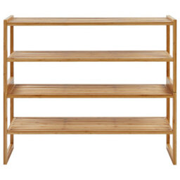 Beliani Light Brown Bamboo 4-Tier Stackable Bathroom Shelf Organizer - Freestanding, Medium - thumbnail 2