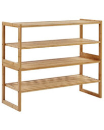 Beliani Light Brown Bamboo 4-Tier Stackable Bathroom Shelf Organizer - Freestanding, Medium - thumbnail 3